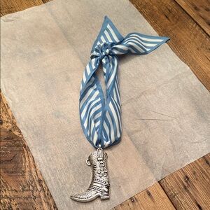 Silver Boot Pendant with Blue Striped Scarf